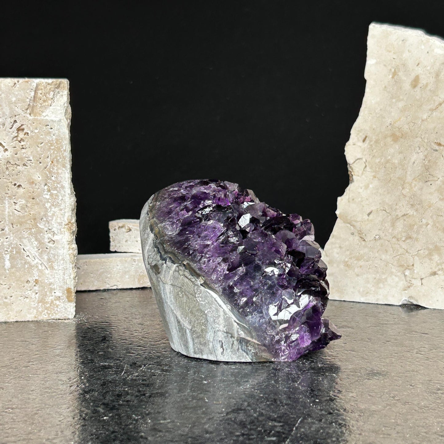 Top Grade Deep Purple Uruguayan Amethyst, Amethyst cluster with agate Formations