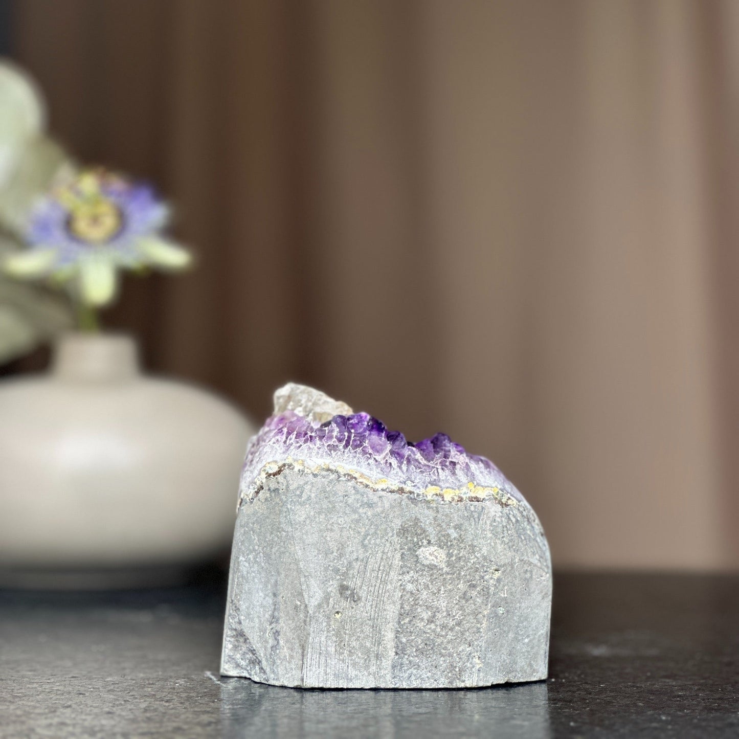 Unique Amethyst Cluster with calcite, February birthstone, Meditation crystals, Amethyst Geode