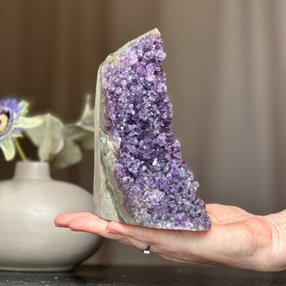 Huge Amethyst Crystal Cluster With Cut Base, 6 to 7 inches amethyst