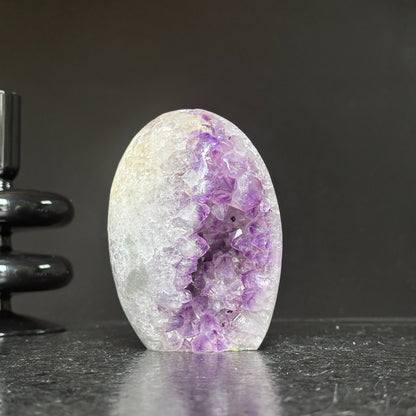 Amethyst Cave, Crystal Quartz Geode Stone, Natural Specimen Egg-Shaped
