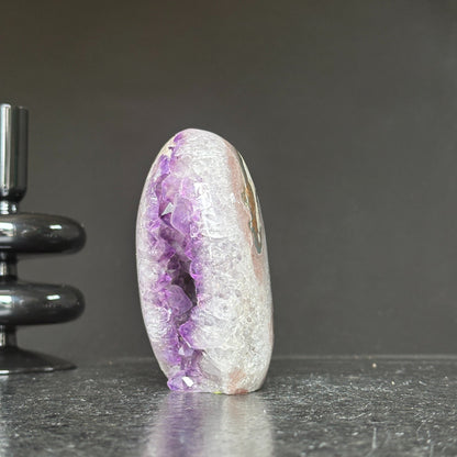 Amethyst Cave, Crystal Quartz Geode Stone, Natural Specimen Egg-Shaped