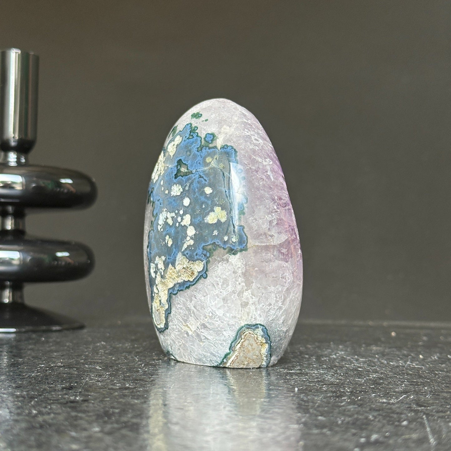 Superb Amethyst with Agate and Quartz formations, 5 in tall Extra Large Amethyst Cave, Oval Shaped Stone, Extra Large Collector piece