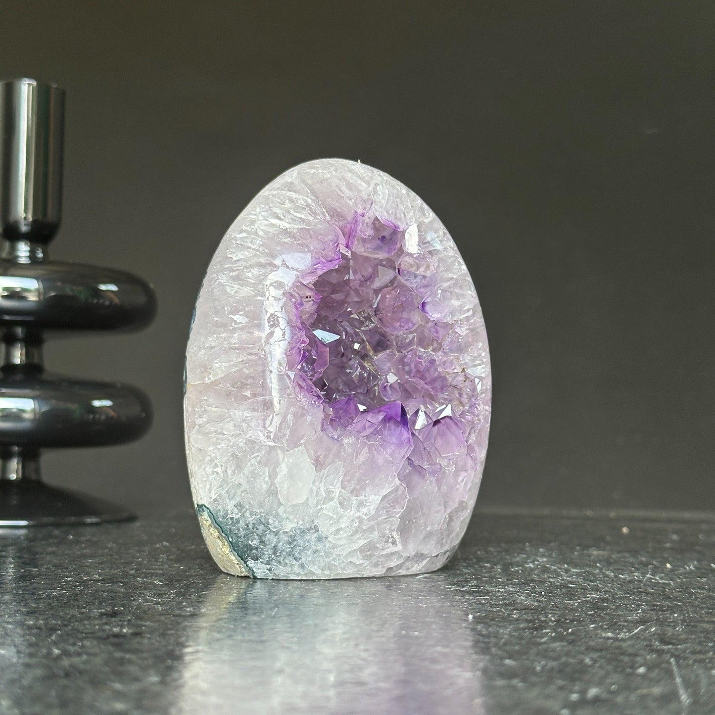 Superb Amethyst with Agate and Quartz formations, 5 in tall Extra Large Amethyst Cave, Oval Shaped Stone, Extra Large Collector piece