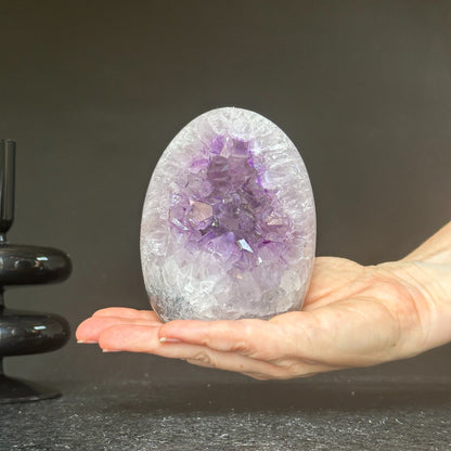 Superb Amethyst with Agate and Quartz formations, 5 in tall Extra Large Amethyst Cave, Oval Shaped Stone, Extra Large Collector piece
