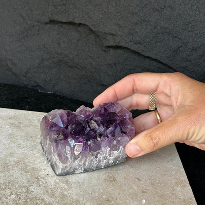 Flat amethyst, Unique raw crystal cluster