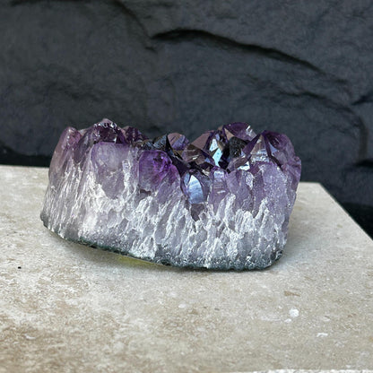 Flat amethyst, Unique raw crystal cluster