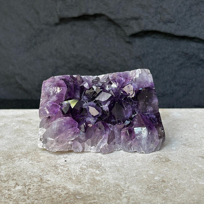 Flat amethyst, Unique raw crystal cluster