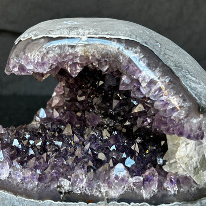 Flat Natural amethyst centerpiece, Unique geode for tabletop decor, rare find with agate formations