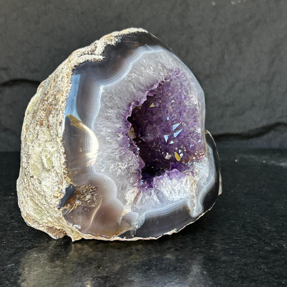 Amethyst Geode, Crystal from Uruguay, Extra Large amethyst, Anxiety Crystals with incredible agate edges