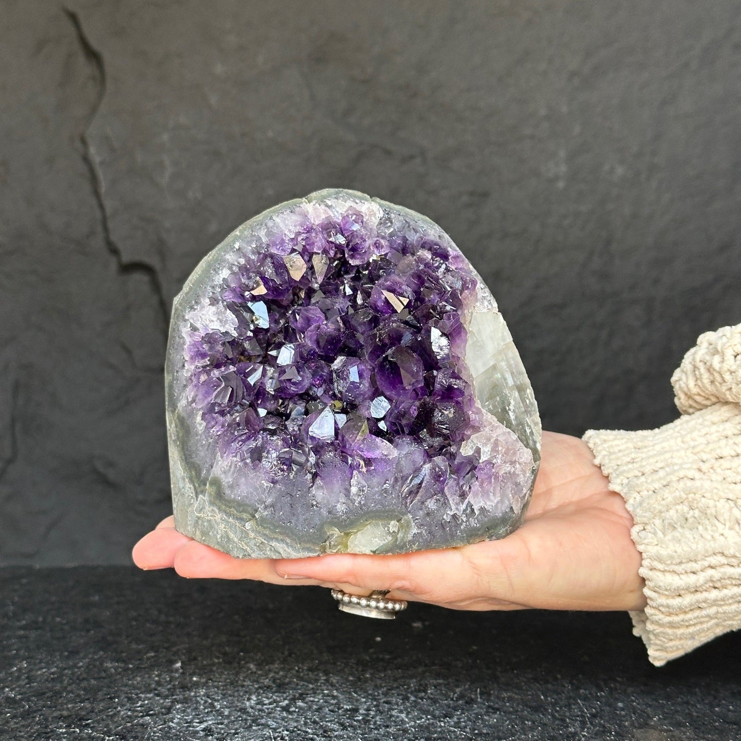 Large Amethyst Crystal Stone, Deep Purple Uruguayan Amethyst Geode , Anniversary Gift for Collectors