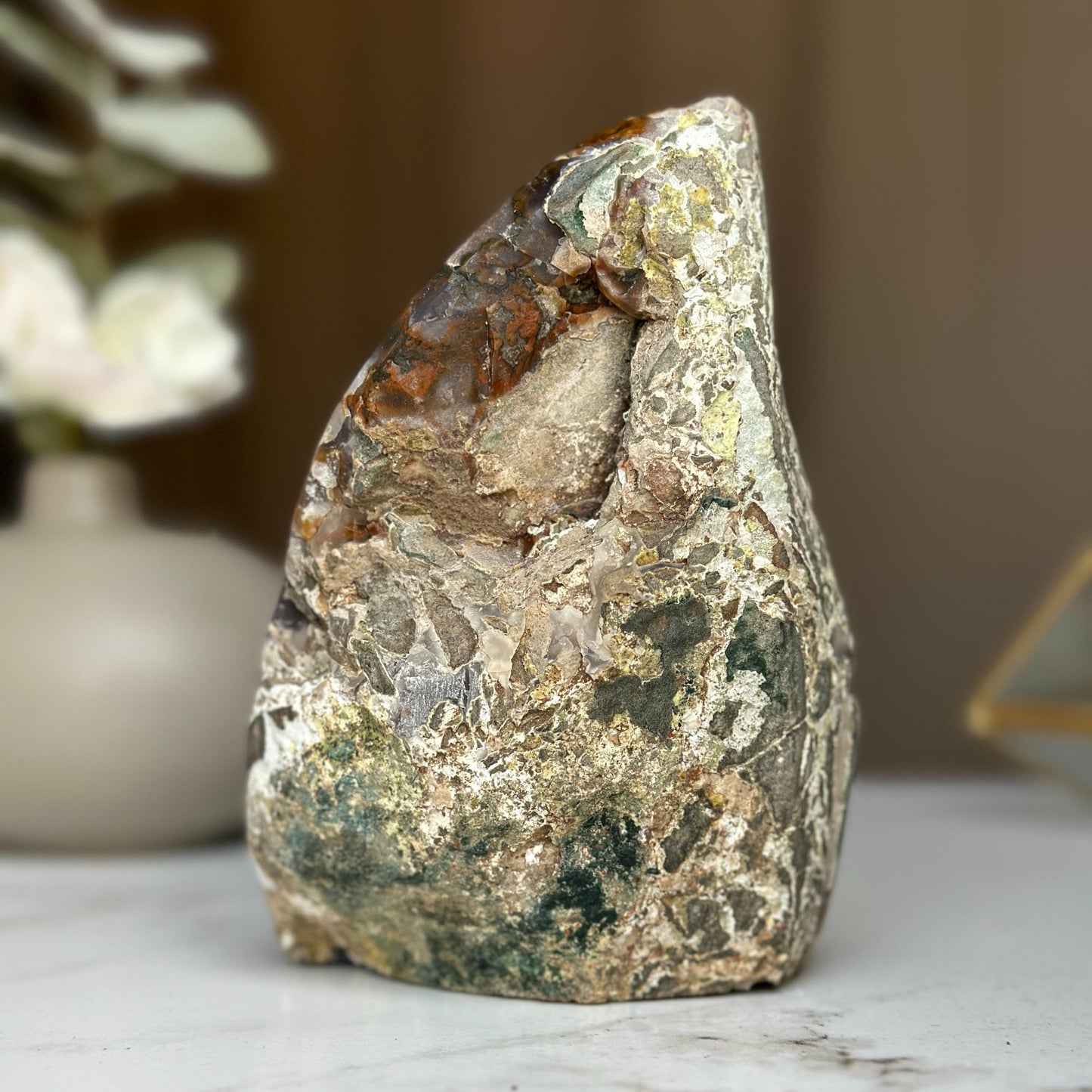 Semiprecious amethyst stone, amethyst flame