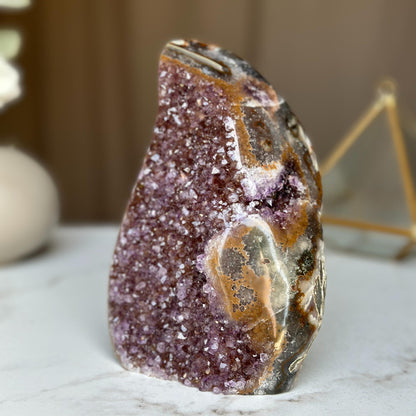 Semiprecious amethyst stone, amethyst flame