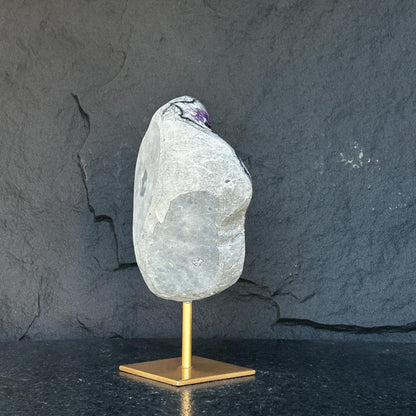 Stunning Natural Amethyst Geode with Metal Stand for Home Decor, XL Amethyst Cave
