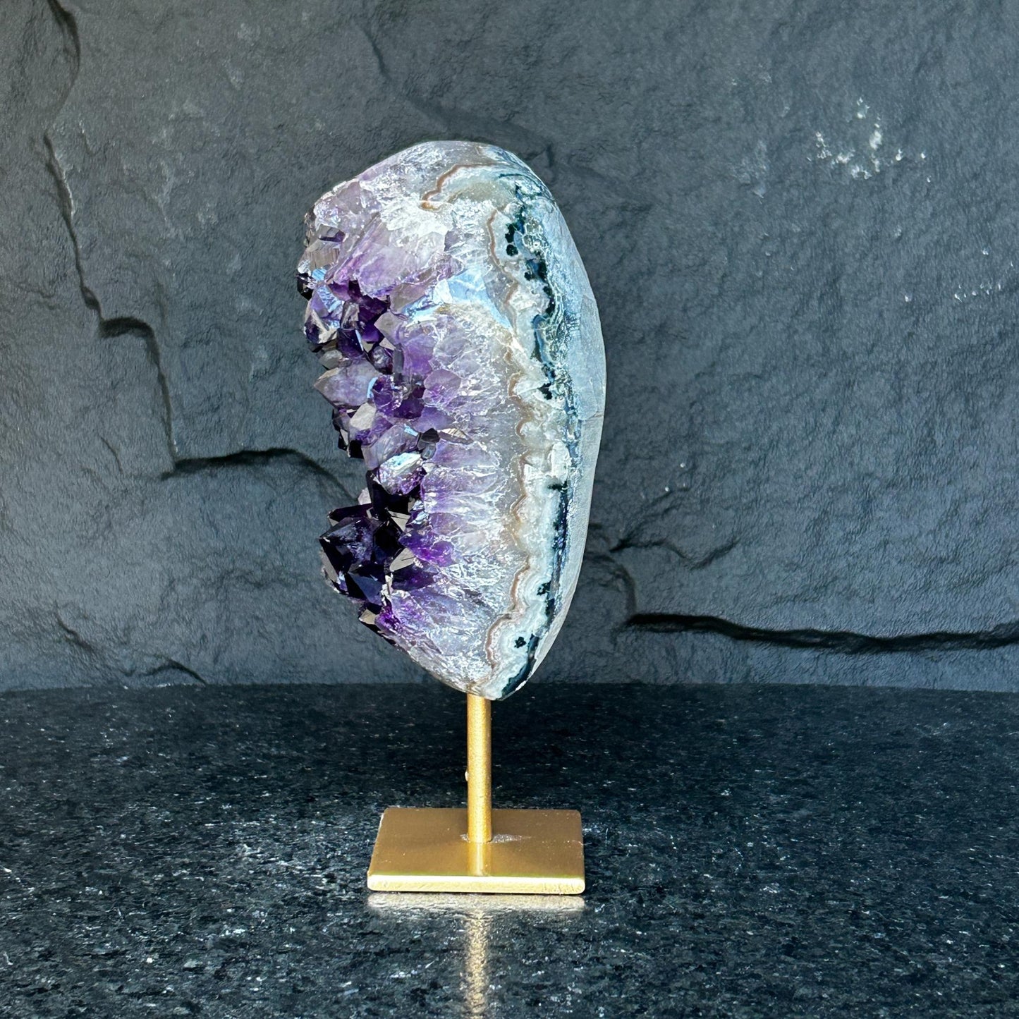 Unique Premium Amethyst with Display, Raw Amethyst Geode on Stand