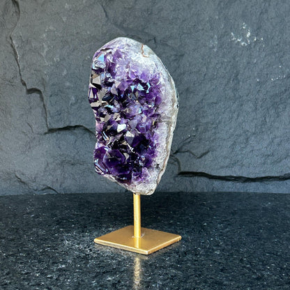 Unique Premium Amethyst with Display, Raw Amethyst Geode on Stand