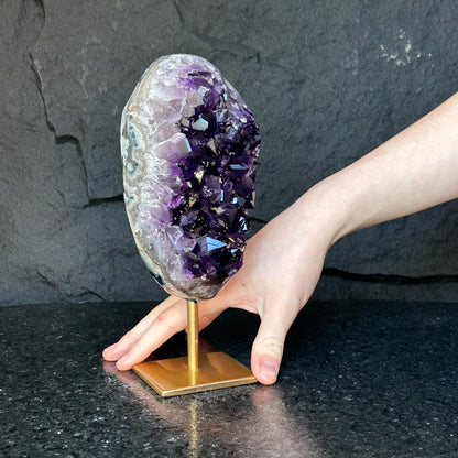 Unique Premium Amethyst with Display, Raw Amethyst Geode on Stand