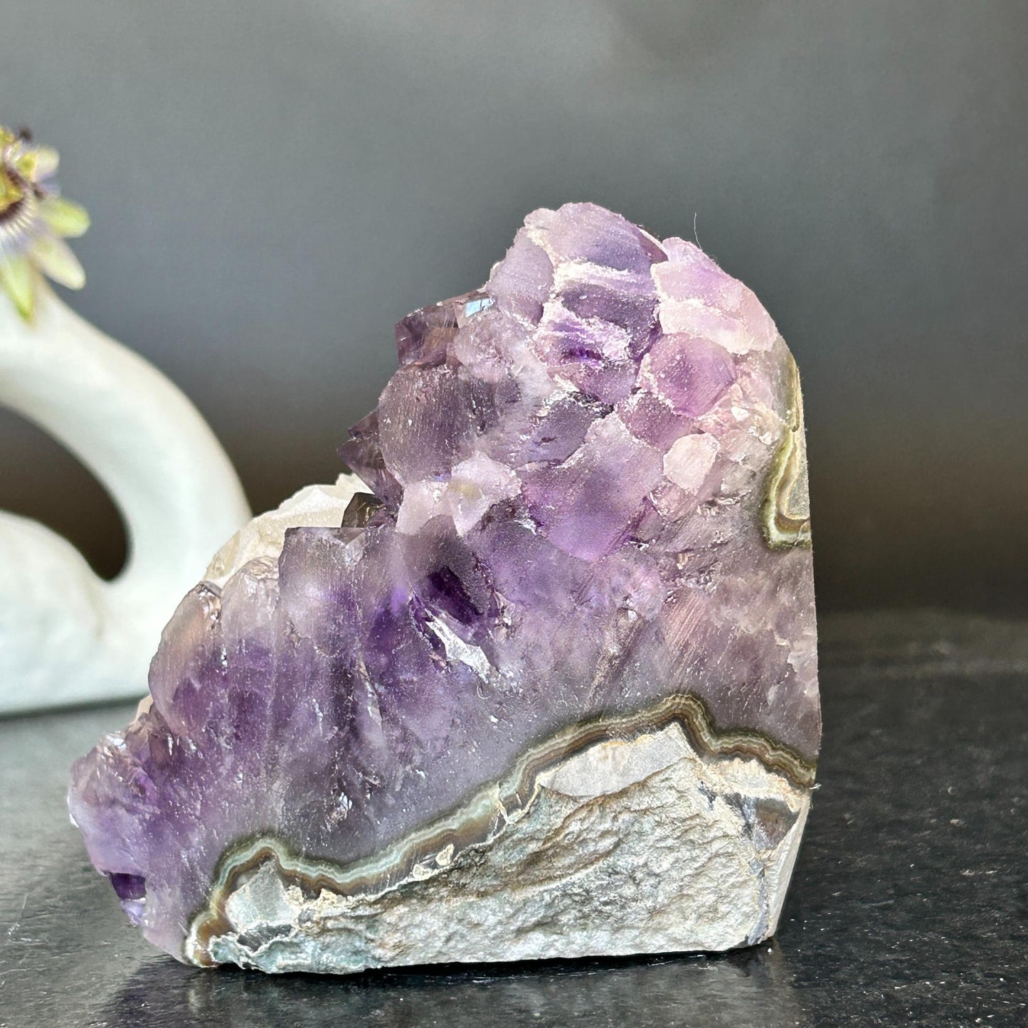 Strange Free Form Amethyst Stone with calcite, Unique find for collectors
