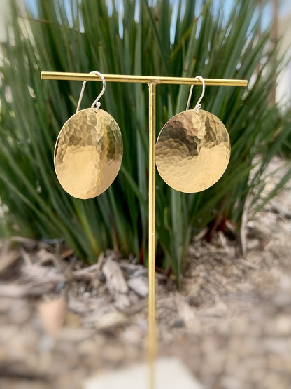 Full Moon Earrings in Brass | Moon Phase Earrings