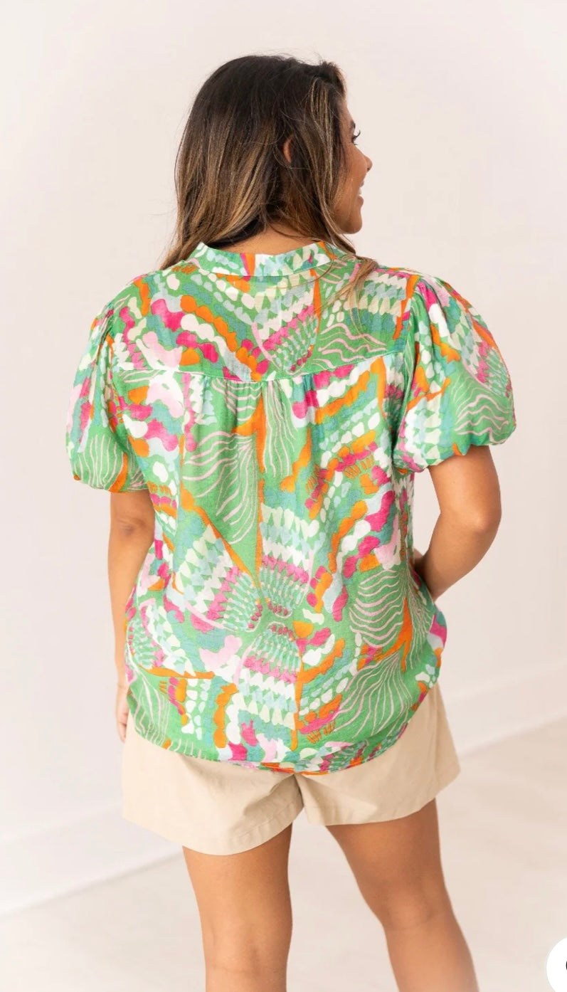 Tropical Puff Sleeve