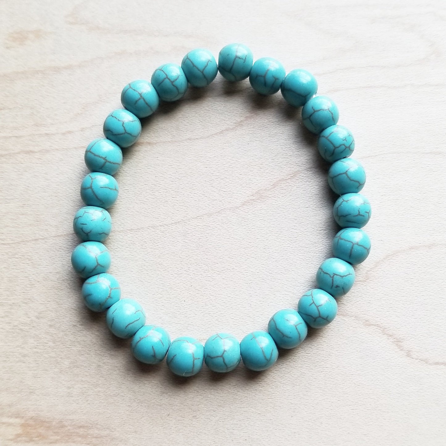 Blue Turquoise Stackable Stretch Beaded Bracelet 800u