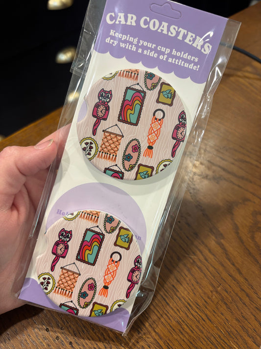 Cat Clock Car Coasters