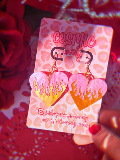 Flaming Heart Earrings
