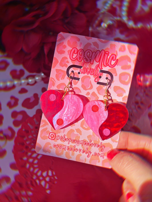 Yin Yang Heart Earrings