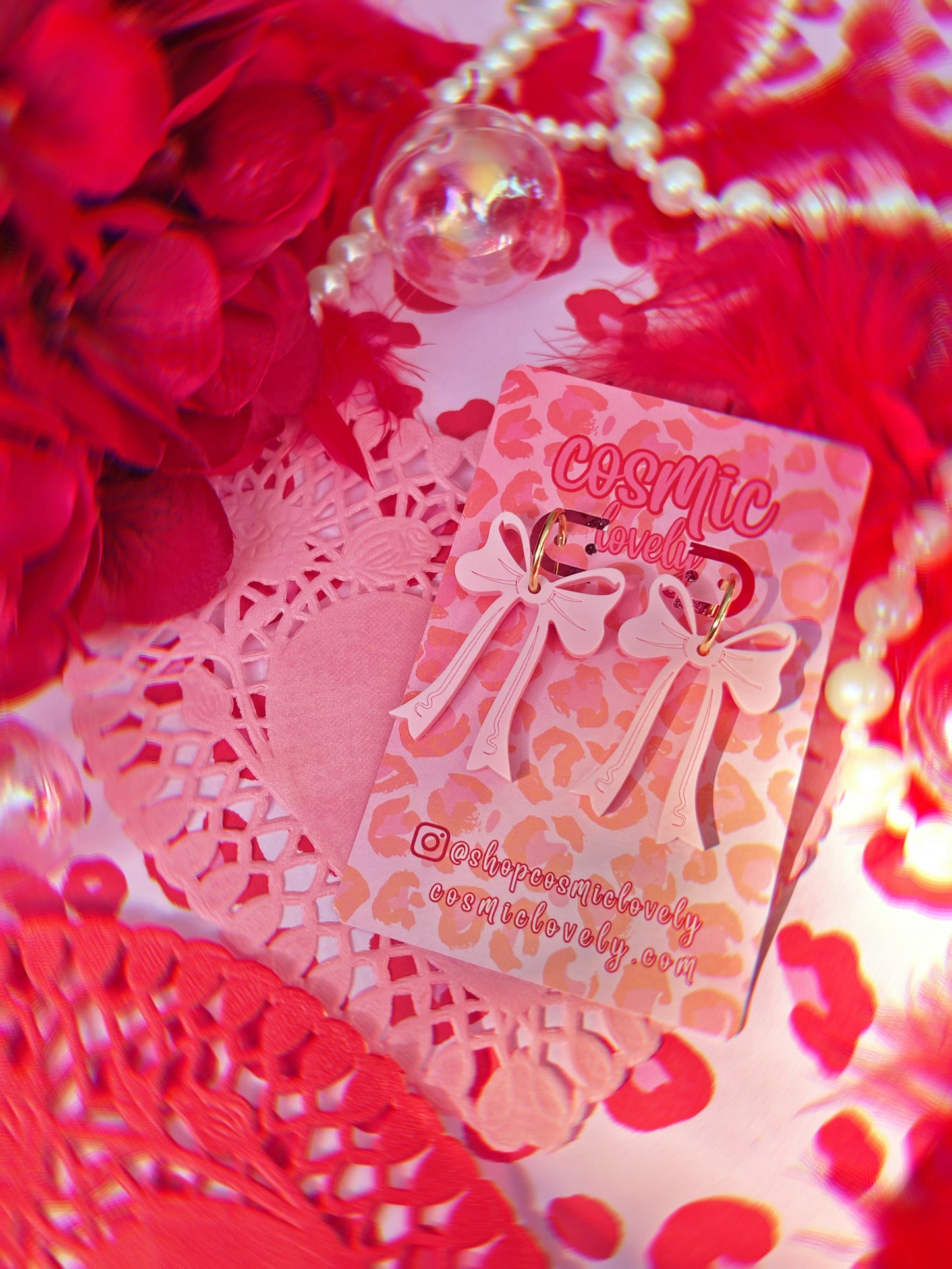 Pastel Pink Coquette Bow Earrings