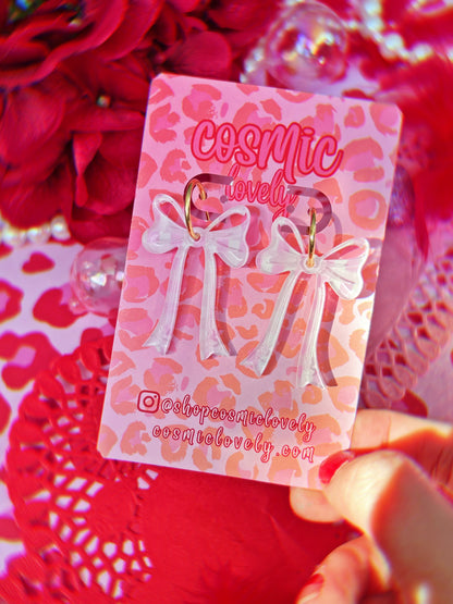 Pink Gingham Coquette Bow Earrings