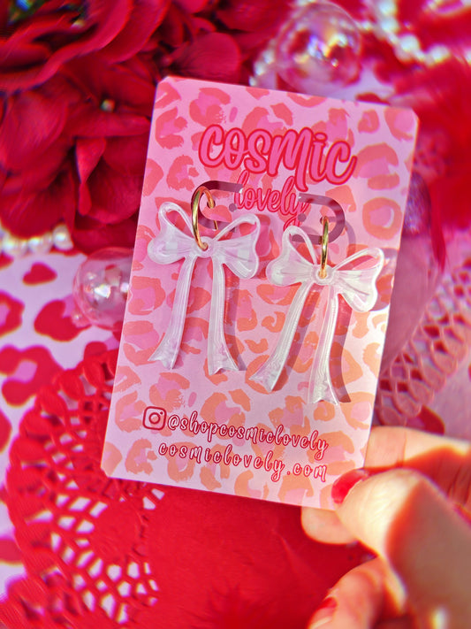 Pink Gingham Coquette Bow Earrings