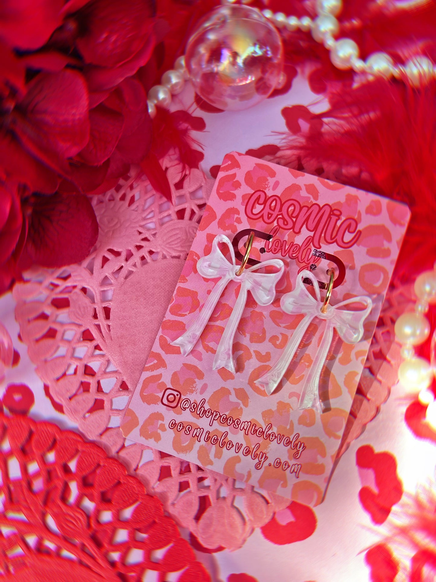 Bright Pink Coquette Bow Earrings