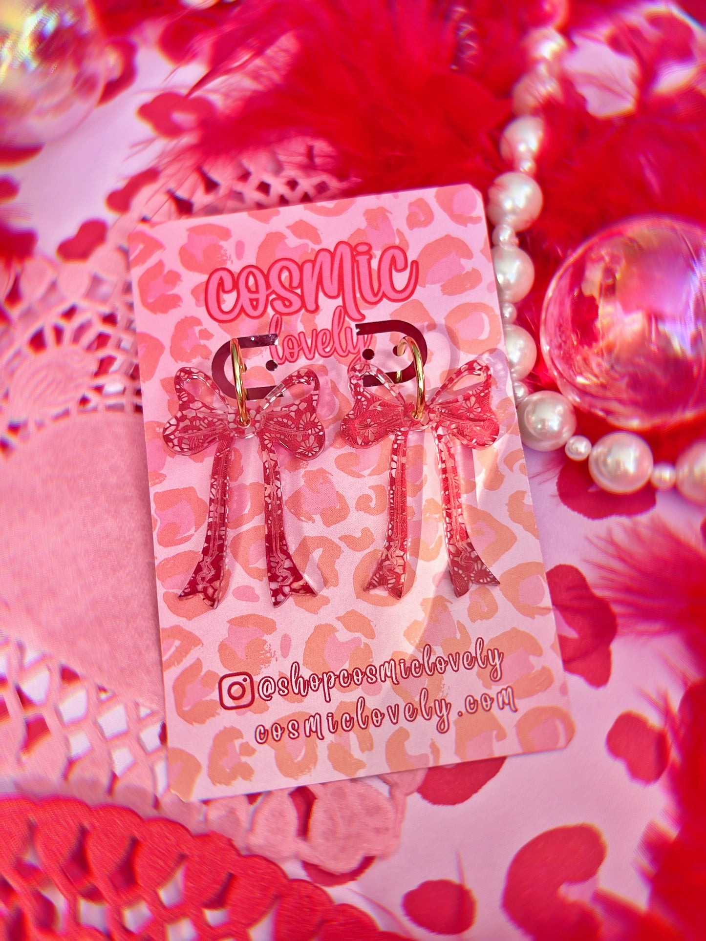 Bright Pink Coquette Bow Earrings