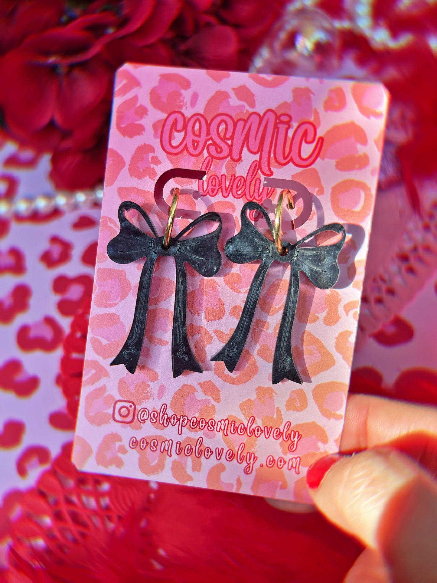 Bright Pink Coquette Bow Earrings