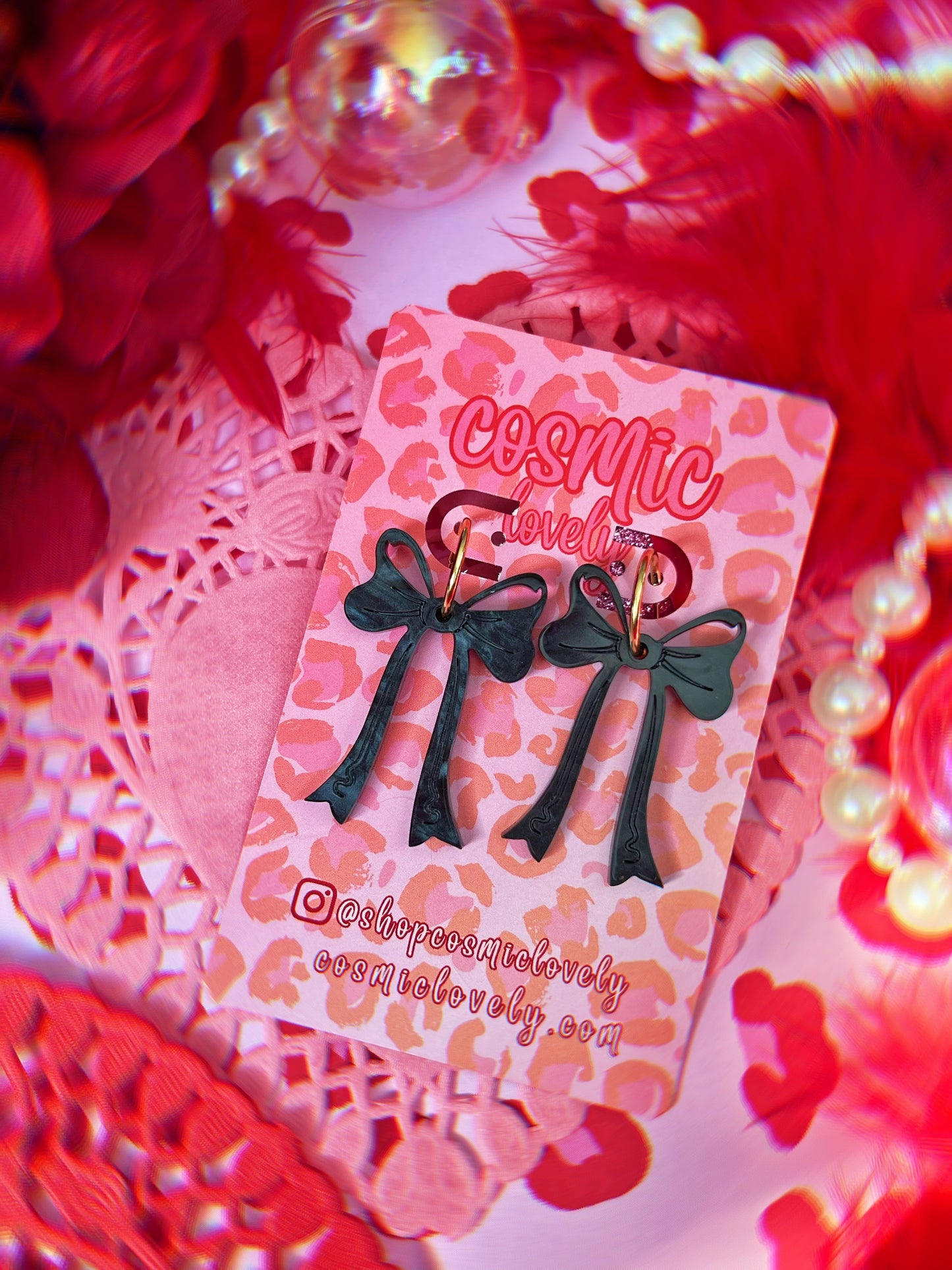 Bright Pink Coquette Bow Earrings