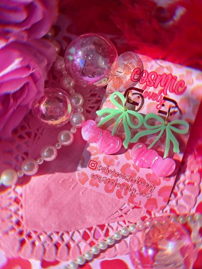 Coquette Heart Cherry Earrings