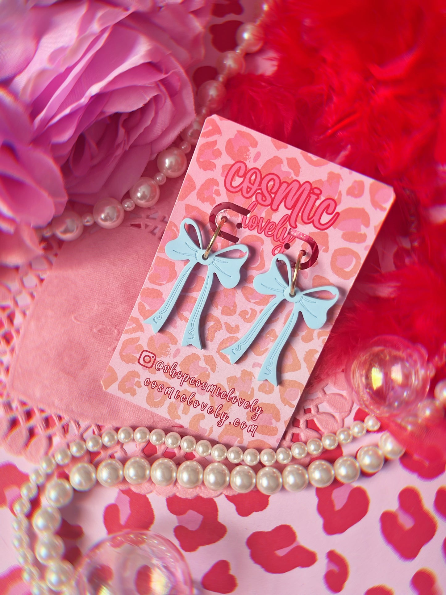 Baby Blue Coquette Bow Earrings