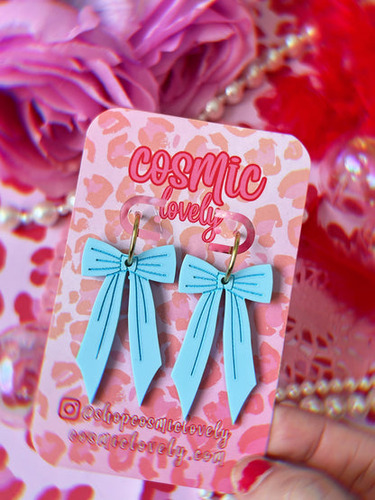 Baby Blue Large Coquette Bow Earrings