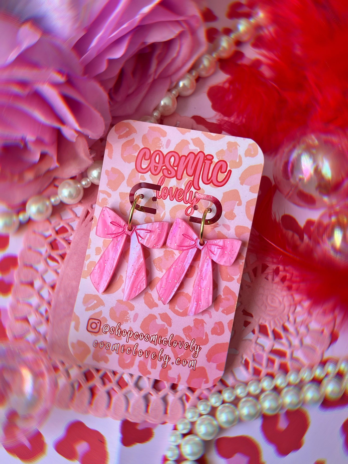 Pretty Pink Small Coquette Bow Earrings