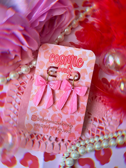 Pretty Pink Small Coquette Bow Earrings