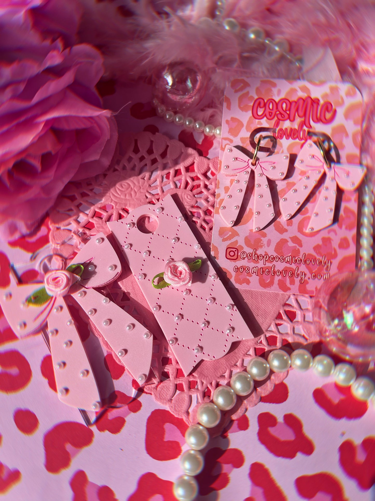 Coquette Pink Pearl Bow H2.0 Cup Topper 40oz | 30oz | 20 oz