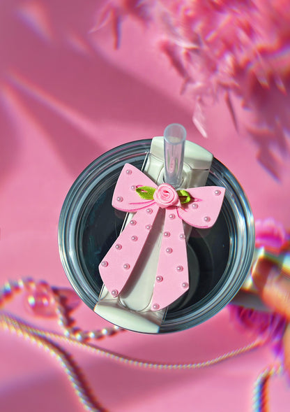 Coquette Pink Pearl Bow H2.0 Cup Topper 40oz | 30oz | 20 oz