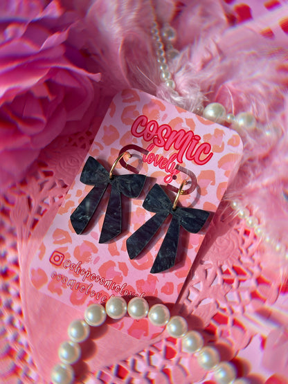 Black Small Coquette Bow Earrings