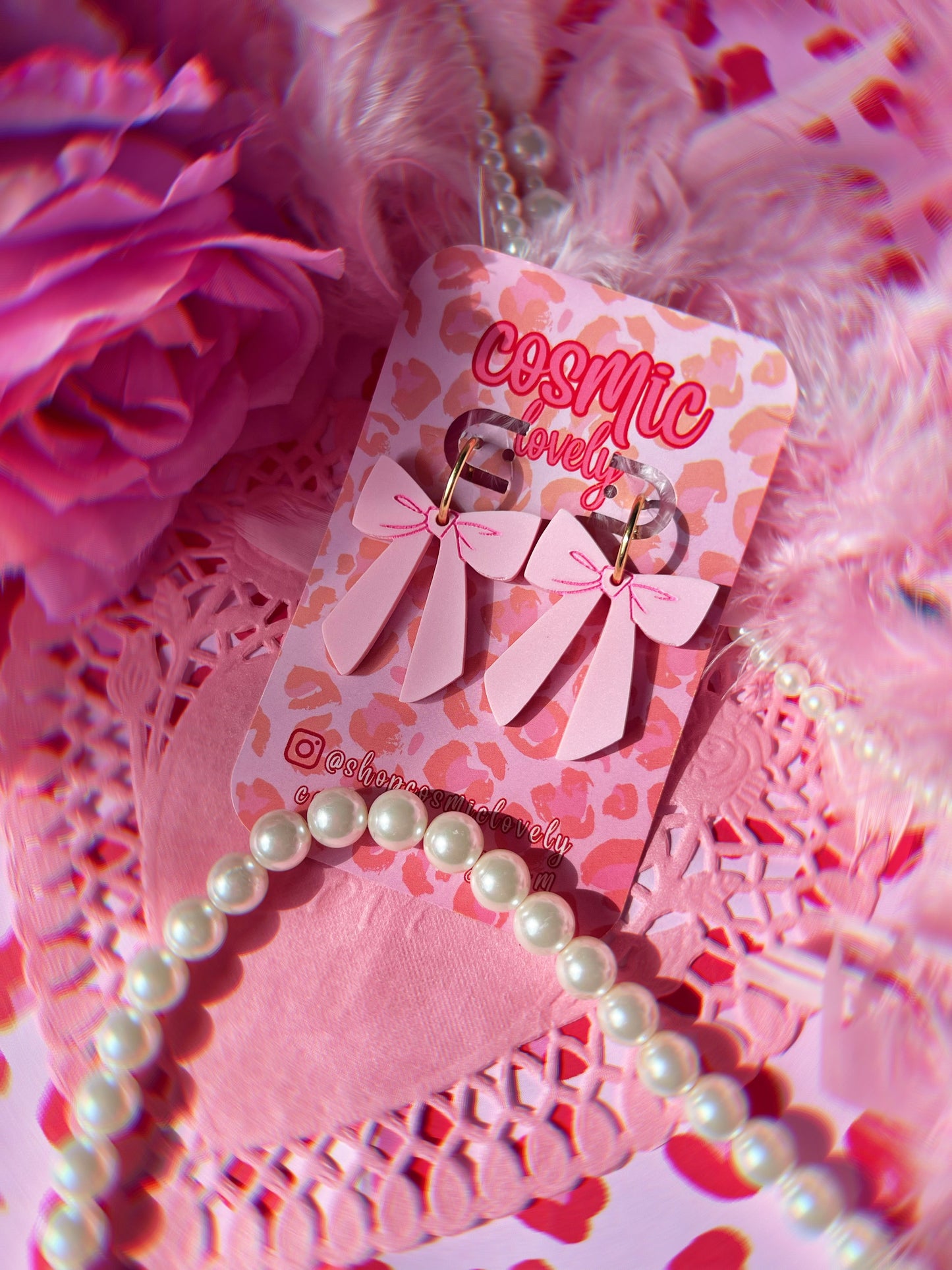 Pink Pastel Small Coquette Bow Earrings