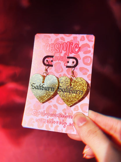 SaIty Gold Heart Earrings