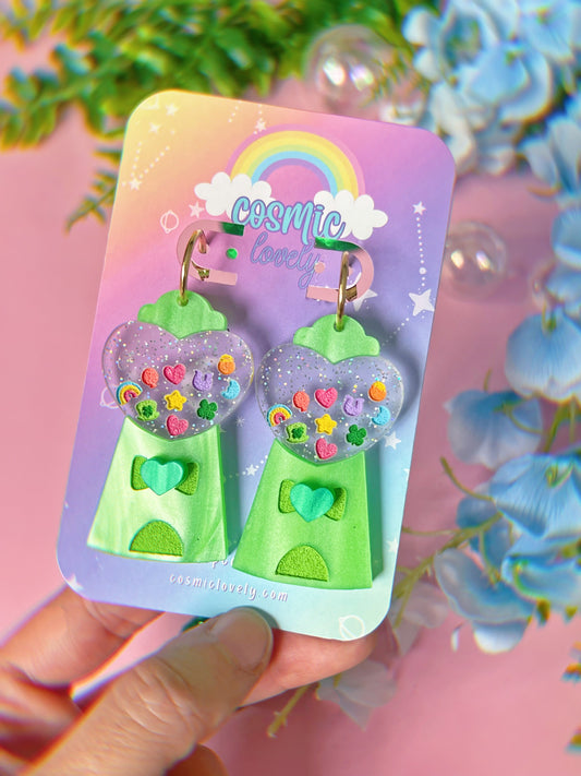 Shamrock Green CHARMED Gum Ball Machine Earrings