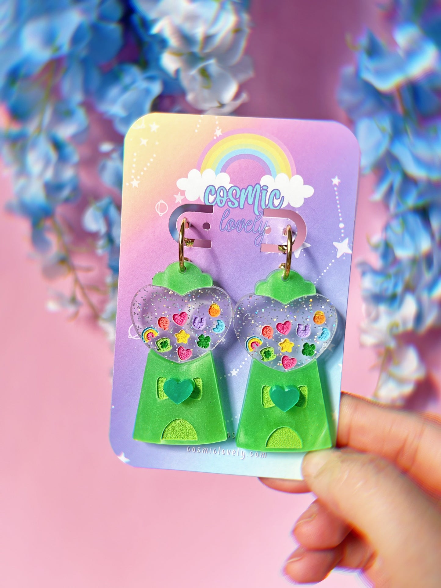 Shamrock Green CHARMED Gum Ball Machine Earrings