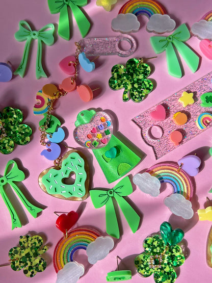 Shamrock Green CHARMED Gum Ball Machine Earrings