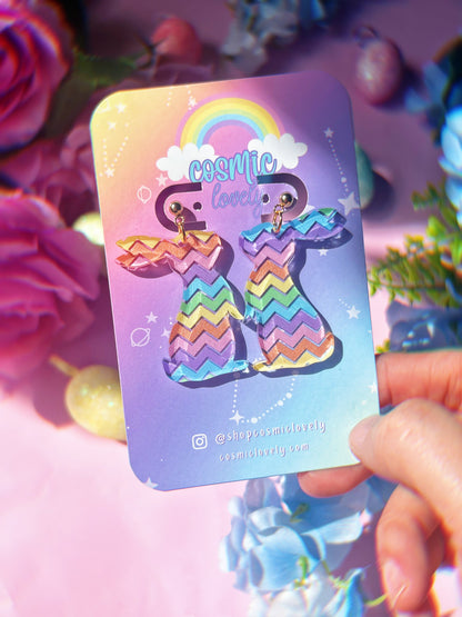 Pastel Rainbow Easter Bunny Earrings