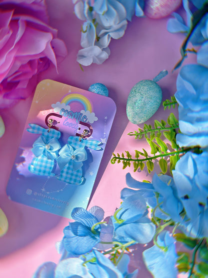 Pastel Gingham Coquette Bunny Earrings