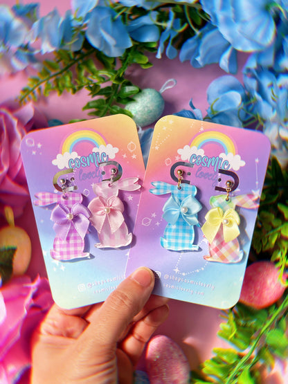 Pastel Gingham Coquette Bunny Earrings